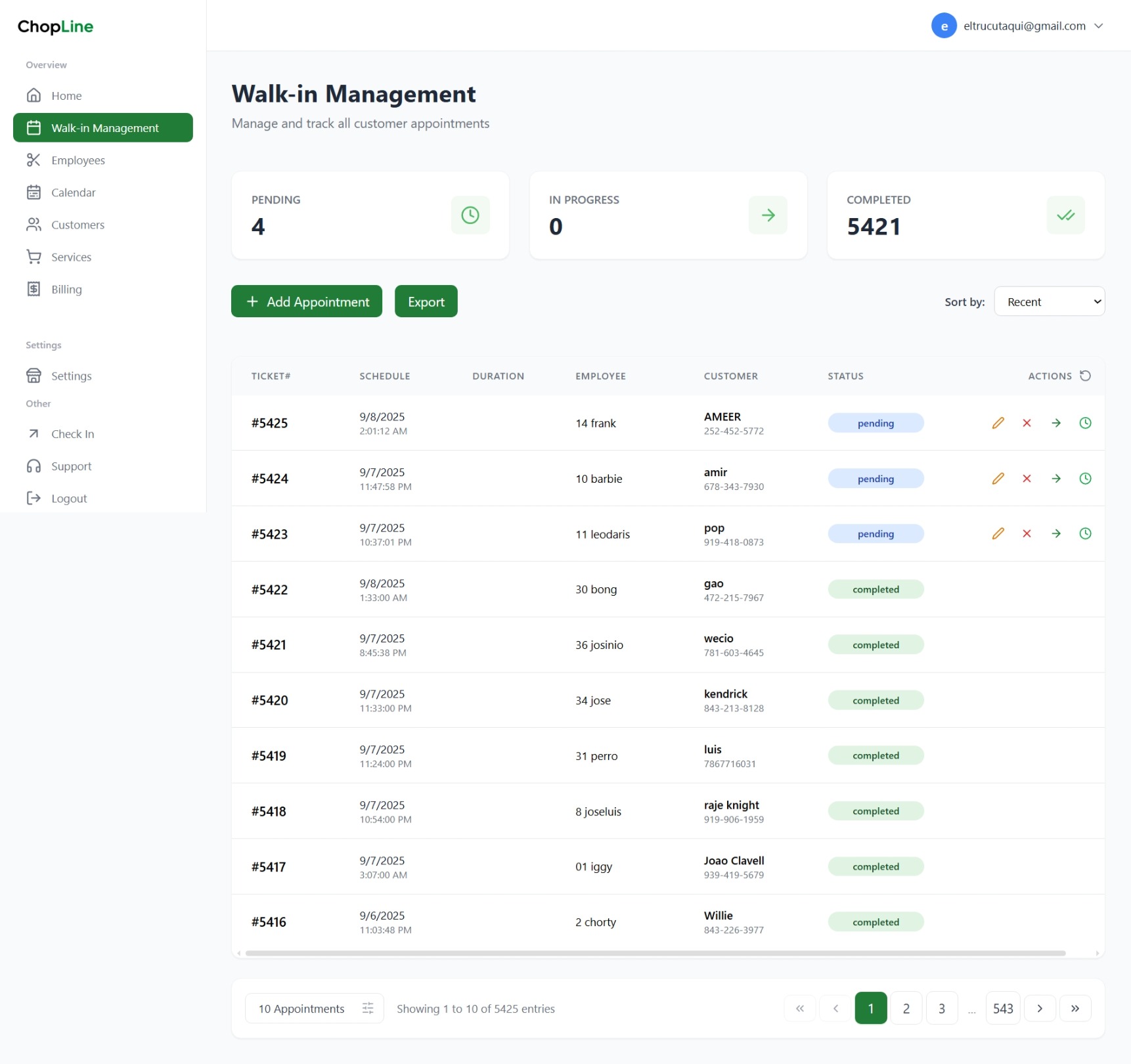 ChopLine Platform Screenshot